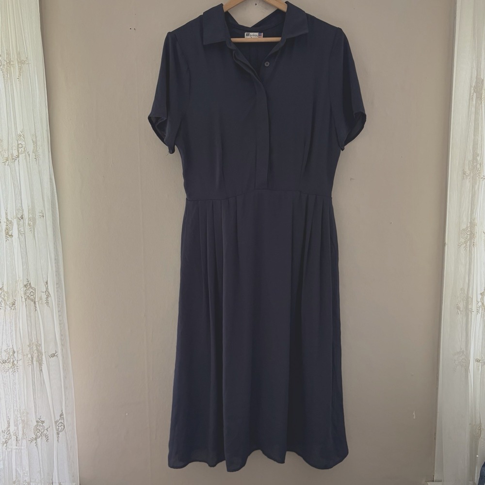 Kut From The Kloth Womens Midi Shirt Dress Size 8 Blue Cutout Academia Preppy